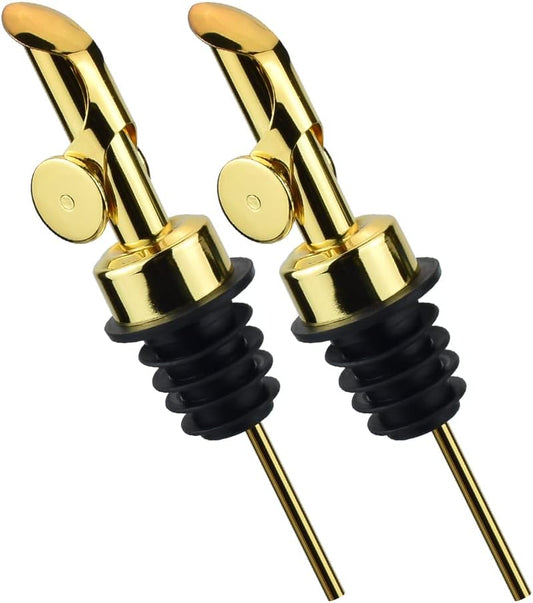MEETSWEET Olive oil dispenser nozzle, pouring nozzle, 304 stainless steel automatic opening and closing nozzle, suitable for olive oil, vinegar, wine, and other liquid bottles (304 gold) 2PCS…