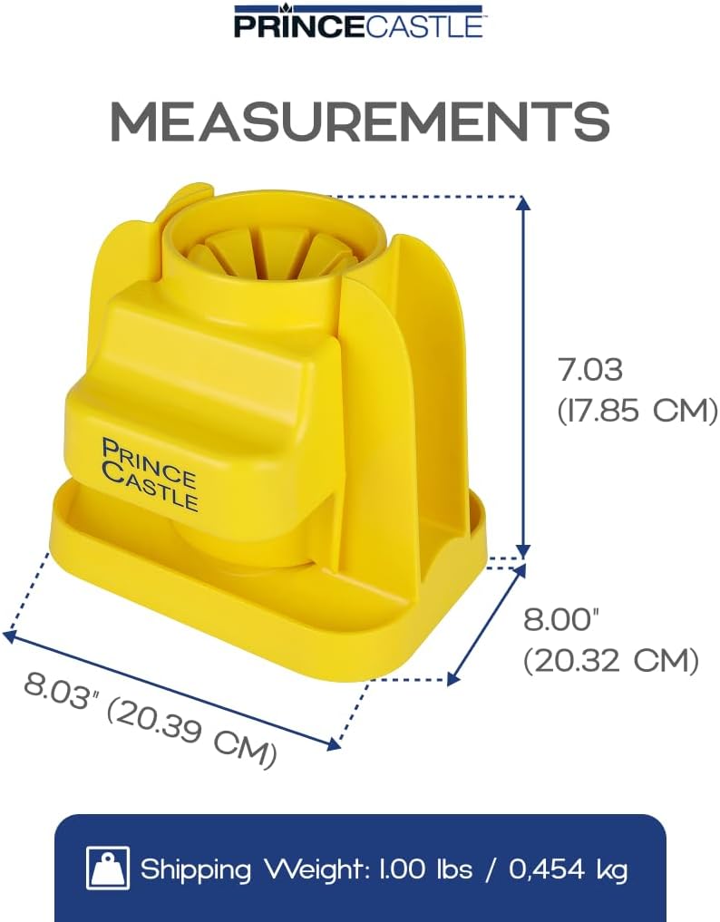 Prince Castle Lime Lemon Cutter - Fruit Slicer Kitchen Gadget and Vegetable Chopper with Container 8-Wedge Slicer, Yellow