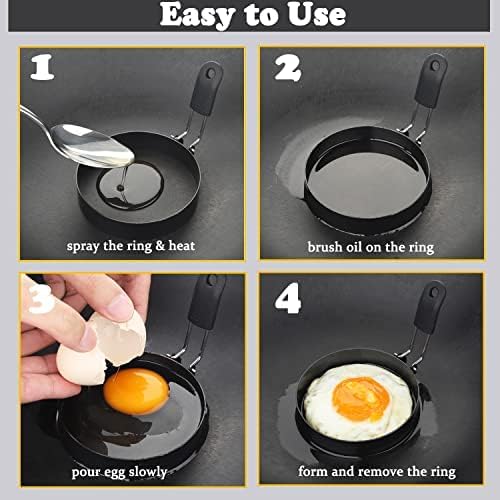 Egg Rings 4 Pcs Large 6" Pancake Molds And 4 Pcs 3.5" Fried Egg Molds Stainless Steel Nonstick Egg Ring for Frying Eggs And Muffins