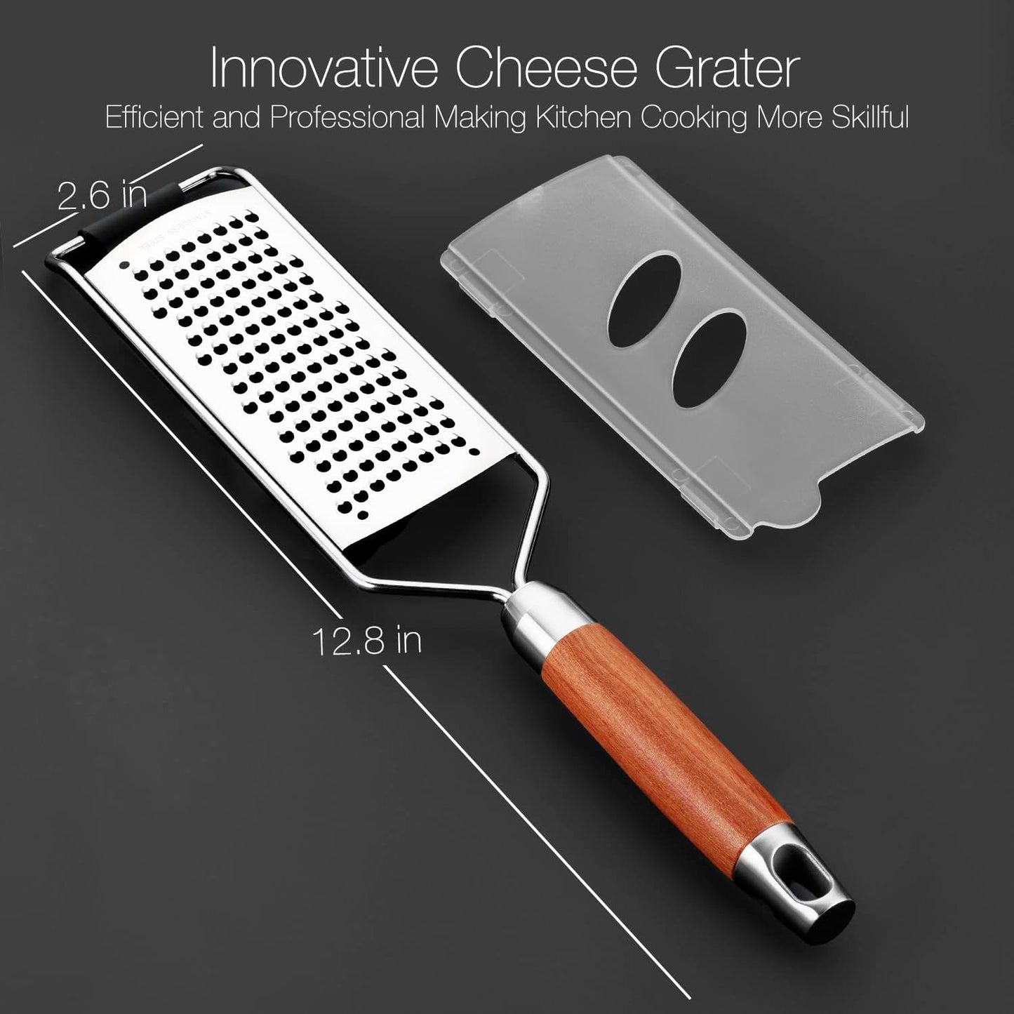 Professional-Grade Lemon Zester with Fine Blades, Lightweight Cheese/Vegetable Grater, Solid Wood Handle Design - Rust-Resistant, Durable, Essential Kitchen Tool （B2）