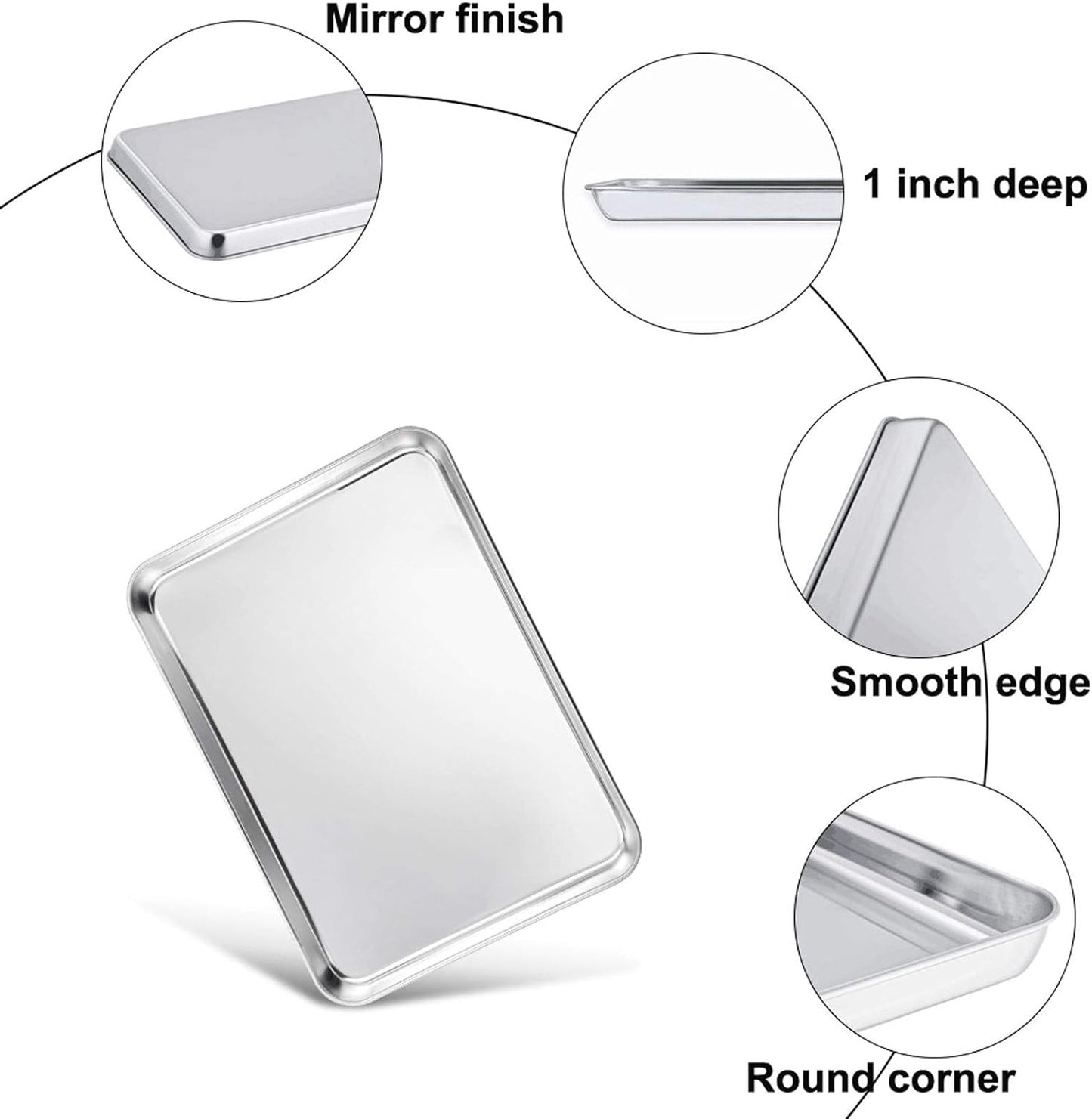 TeamFar Baking Tray and Rack Set, Stainless Steel Baking Pan Cookie Sheet with Cooling Rack, 12.5 x 10 x 1 inch, Non Toxic & Healthy, Easy Clean & Dishwasher Safe