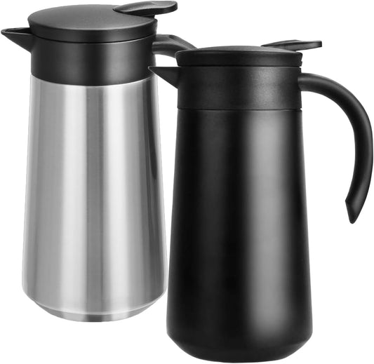 28oz Coffee Carafe Airpot Insulated Coffee Urn Stainless Steel Vacuum Thermal Pot Flask for Coffee, Hot Water, Tea, Hot Beverage - Keep 9 Hours Hot, 18 Hours Cold (Silver,Black)