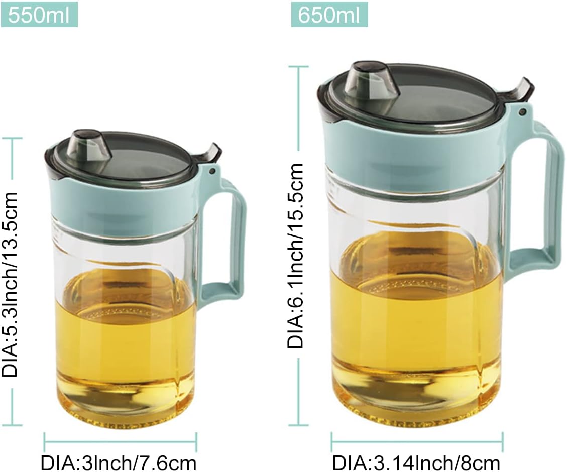 TENTA KITCHEN Olive Oil Vinegar Syrups Bottle Dispenser Cruet - 550ml(18.6 Oz) Oil Bottle Glass With No Drip Plastic Bottle Spout And Protective Cap(Green 1PC)