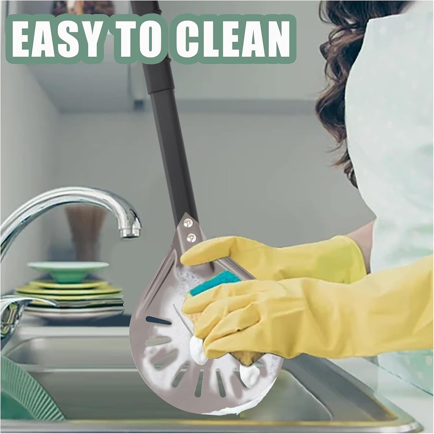 Pizza Turning Peel 8 Inch Round Aluminum Perforated Pizza Peel Turner with Metal Handle Pizza Paddle for Homemade Pizza Oven Accessories