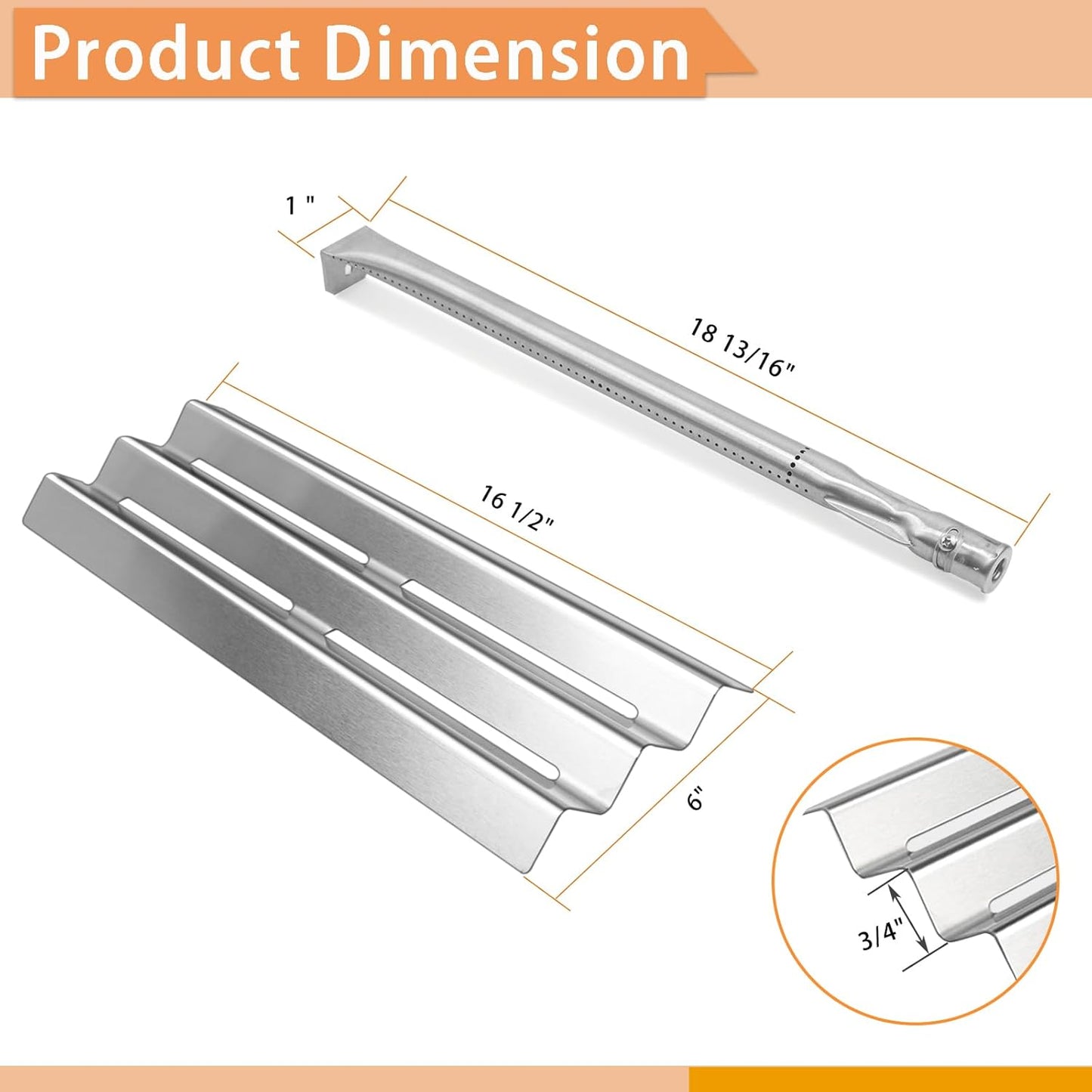 S8C011 Stainless Steel Cooking Grid Grates, Heat Plate and Grill Burner Tube Replacement Parts for Napoleon Gas Models LEX485/605/730 LE LD485 Series Grills S81001