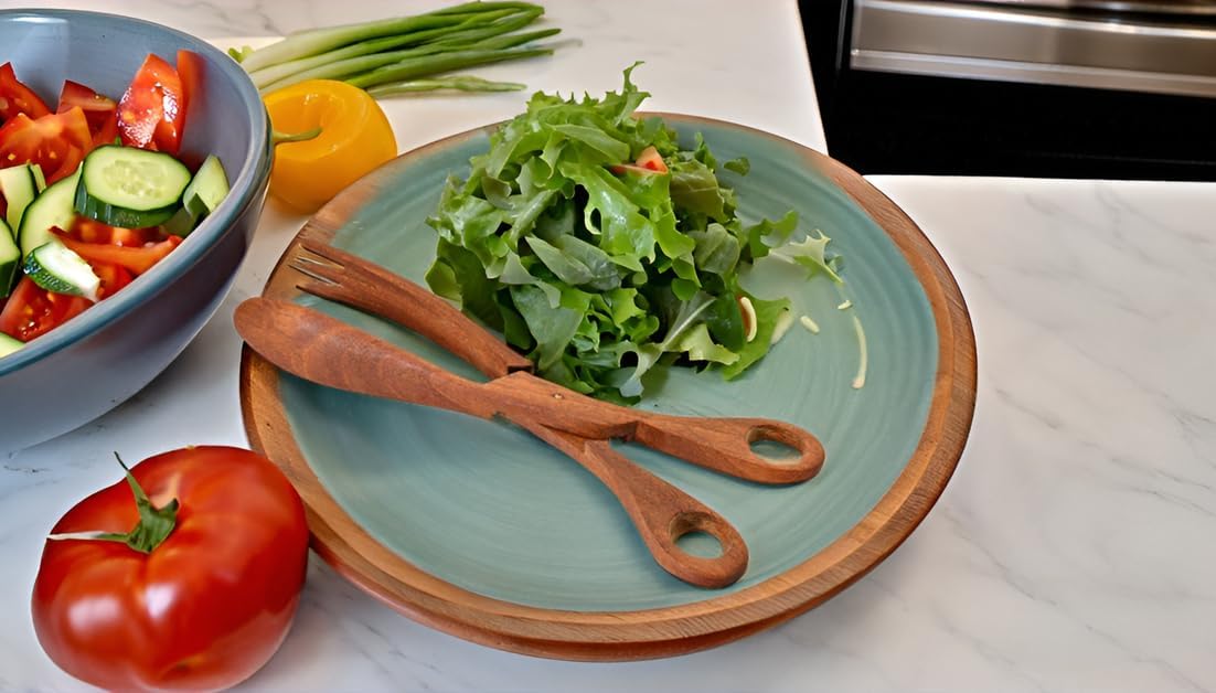 AeraVida Stylish Hand Carved Salad or Bread Palm Wood Scissor Tongs | Elegant Wooden Kitchen Utensils for Serving | Handcrafted Palm Wood Tongs