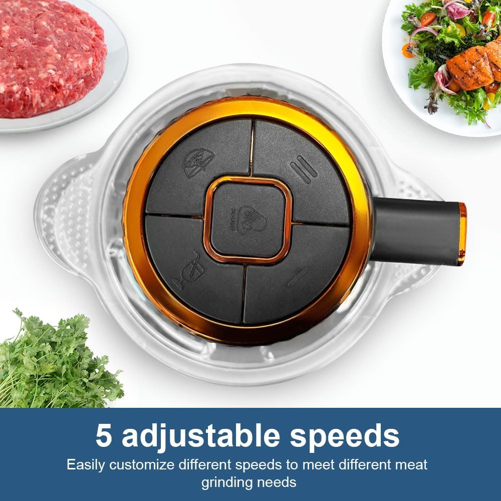 Food Processor, 5-Speed Electric Food Chopper with Vegetable Chopper & Meat Grinder - 2 Bowls (8 Cup Stainless Steel+8 Cup Glass), 300W, 2 Sets of 4 Bi-Level Blades for Vegetable/Fruits/Meat