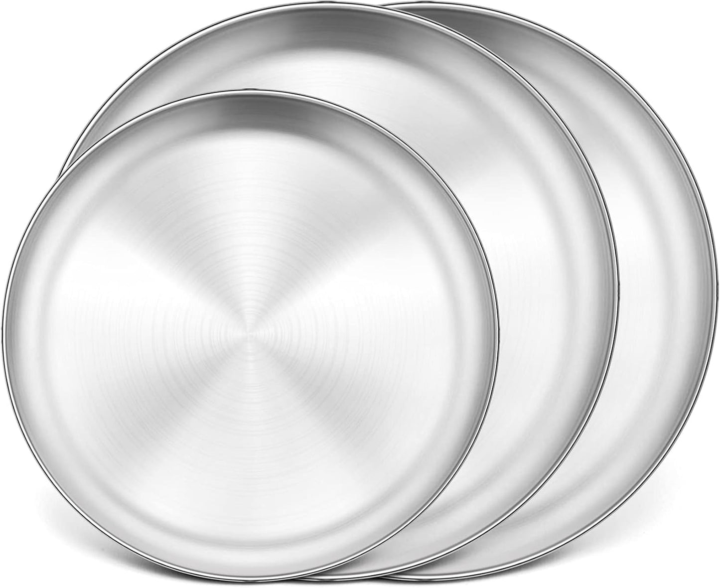 P&P CHEF 12 + 13.5 + 13.5 Inch Pizza Pan, 3 Pieces Stainless Steel Round Pizza Tray Dish Plate For Oven Baking Roasting, Healthy & Heavy Duty, Rust Free & Dishwasher Safe -Silver