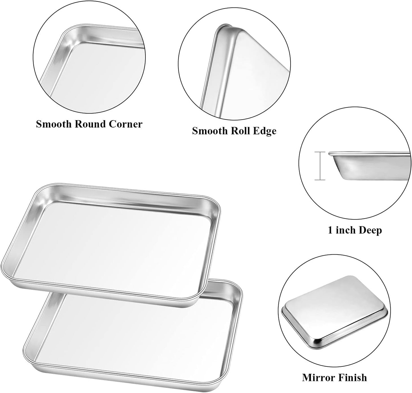 Baking Sheet with Rack Set, Yododo Set of 4 (2 Sheets + 2 Racks), Stainless Steel Cookie Sheet Baking Pan Tray with Cooling Rack, Non Toxic & Heavy Duty & Easy Clean - Size of 10 inch