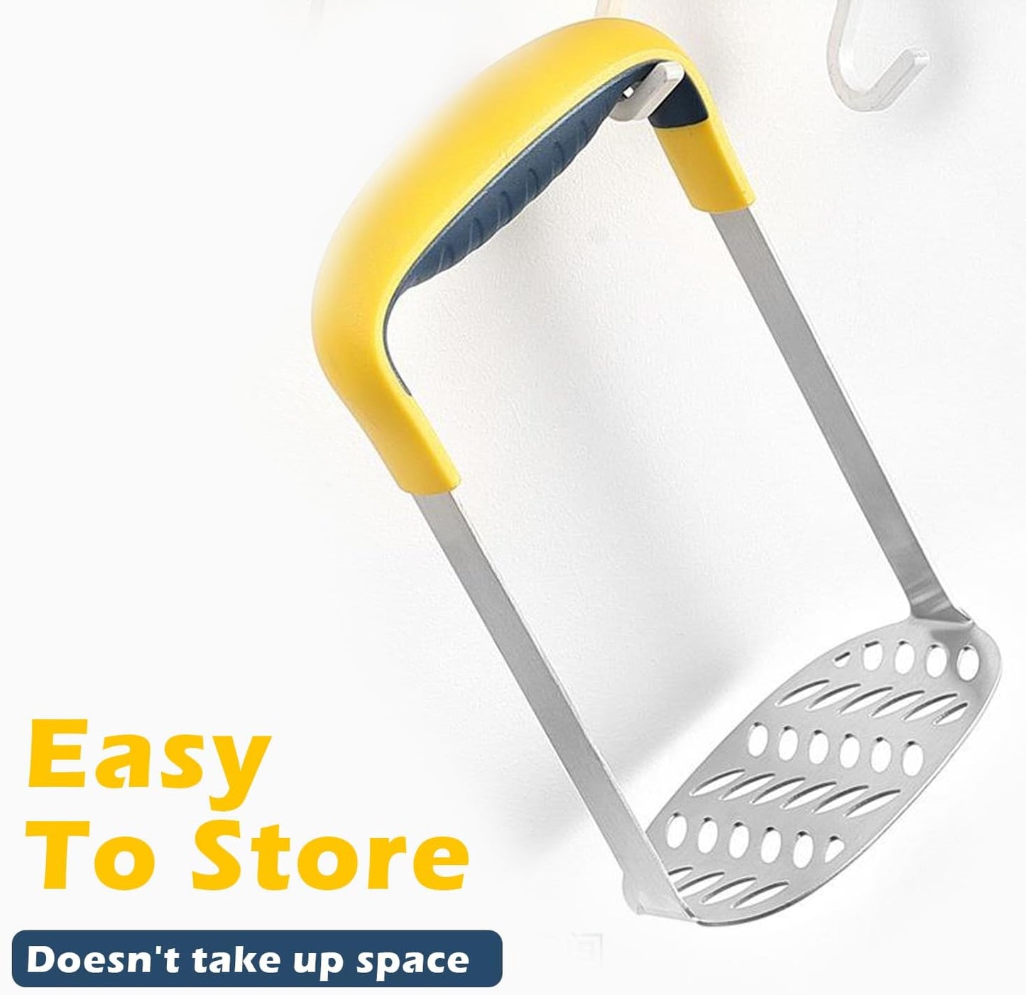 Large Smooth Mash Potato Masher,Heavy Duty Stainless Steel Mashed Potatoes,Versatile Masher for Potatoes,Sweet potato,Vegetables,Beans,Dishwasher Safe