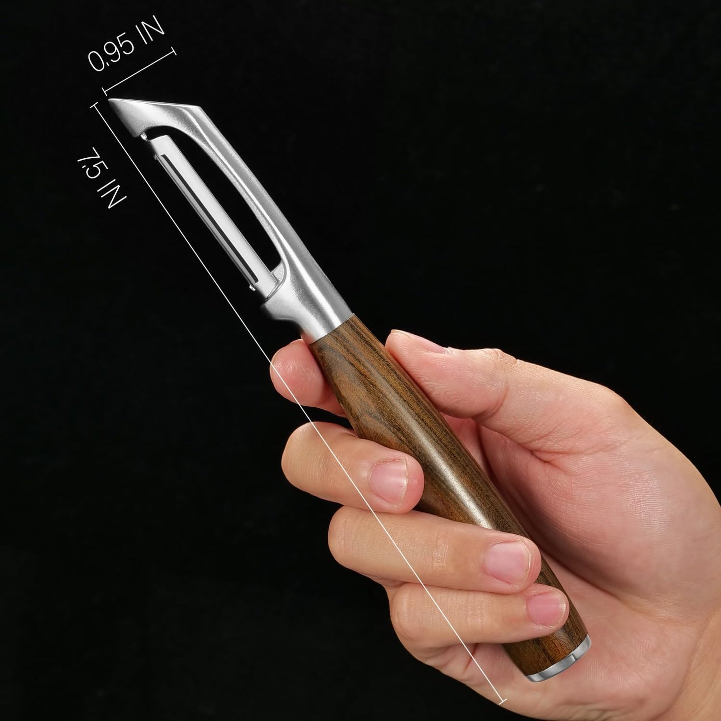 Premium I Type 304 Stainless Steel Multifunctional Kitchen Peeler Real Wood Handle Ultra Sharp Blade Vegetable Potato Apple（Agarwood）