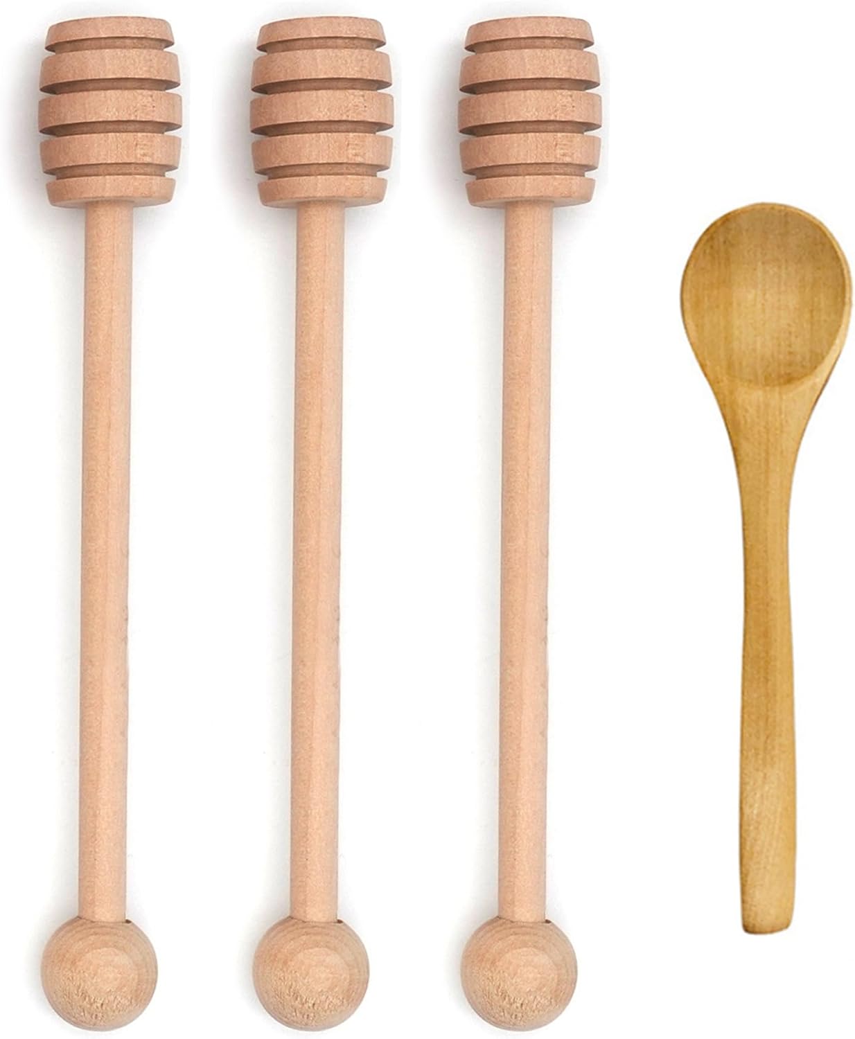 4PCS 6 inch Honey Dipper Sticks Honey Spoon, Wooden Honey Mixing Stirrer Honey Comb Stick, Honey Wand for Honey Jar Dispense Drizzle Honey Wedding Party