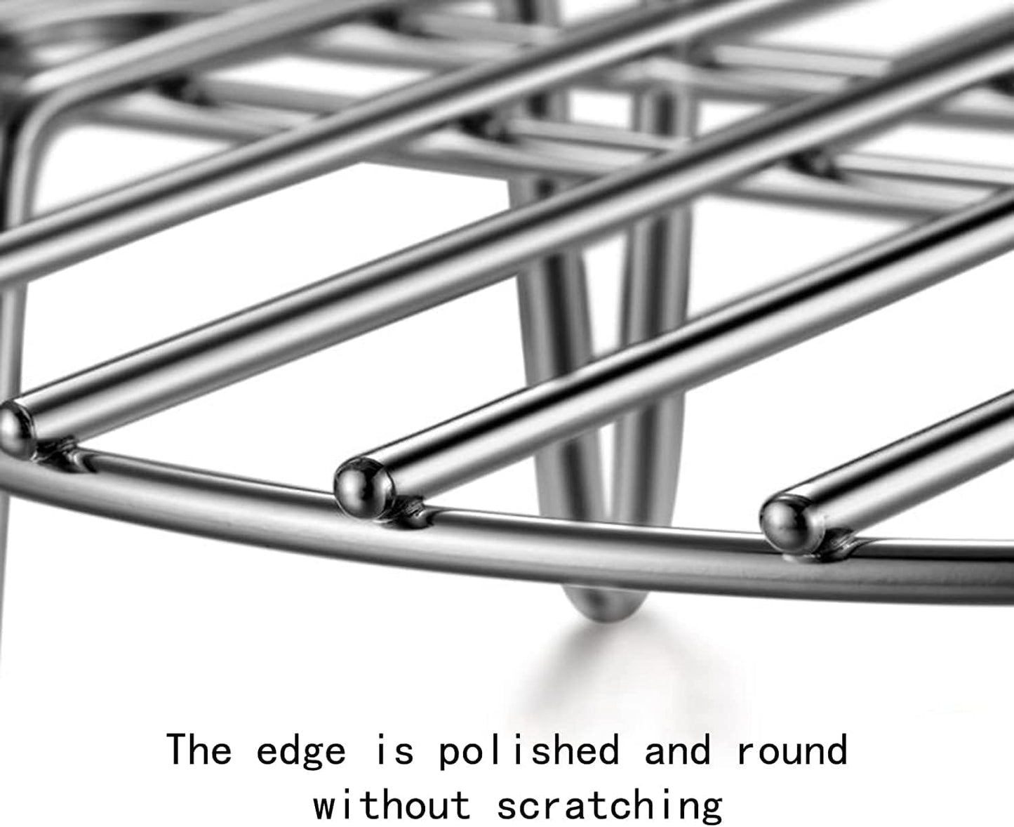 9.8" Round Cooking Rack Versatile Stainless Steel Grid Grill Steamer Rack, Fits Air Fryer Pot Pressure Cooker Canning