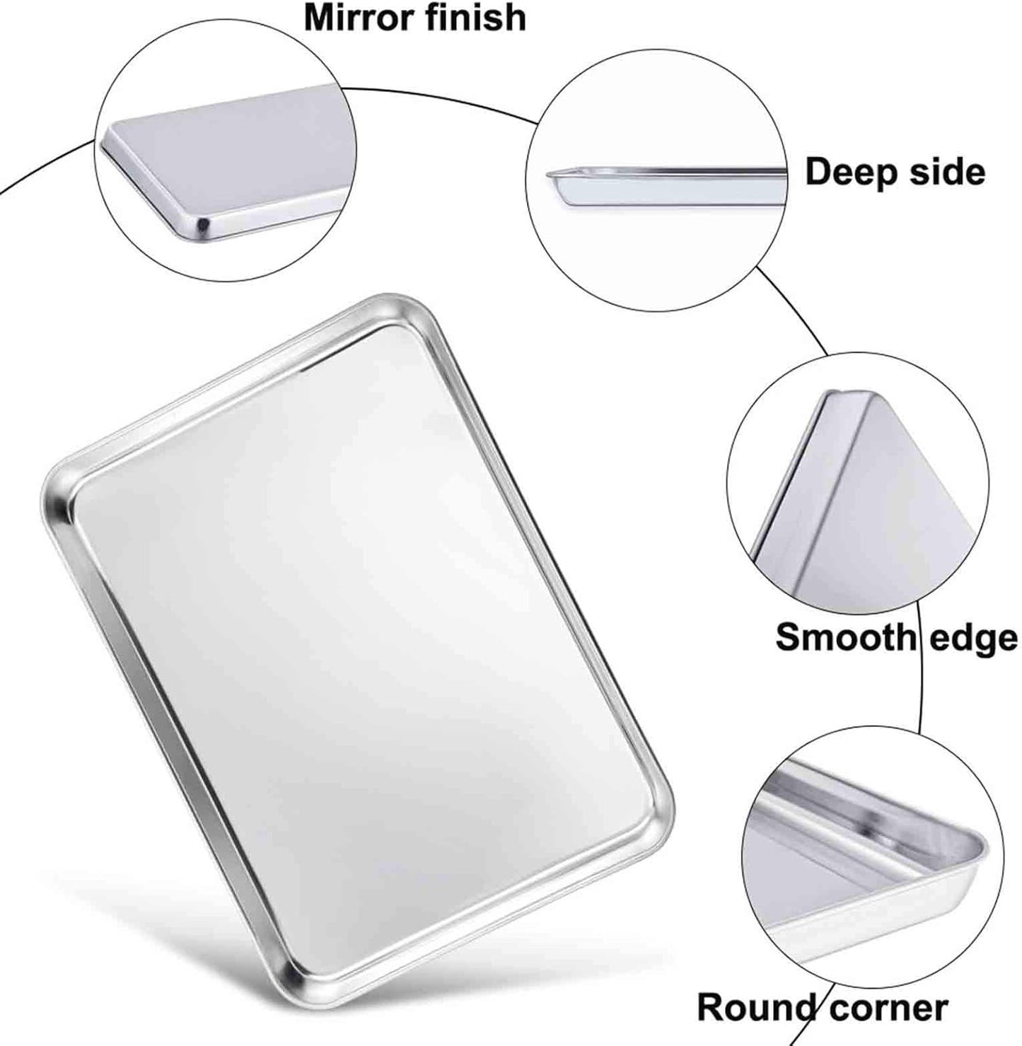 TeamFar Baking Sheet with Rack Set, 20’’ & 16’’ & 12½’’, Stainless Steel Cookie Sheet Baking Pans with Cooling Roasting Racks, Non Toxic & Rust Free, Mirror Finish & Dishwasher Safe - 6 Pieces