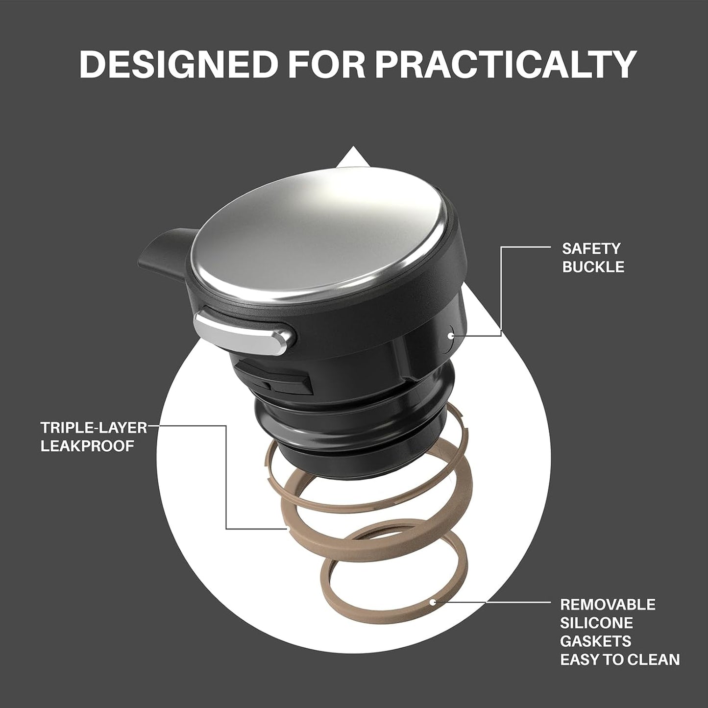 IDEUS Thermal Coffee Carafe 68oz (2,000ml), Stainless Steel Double Wall Insulated Vacuum Flask, Water Jug Coffee Server and Beverage Dispenser, Heat and Cold Retention (Black-Silver, 68oz (2,000ml))