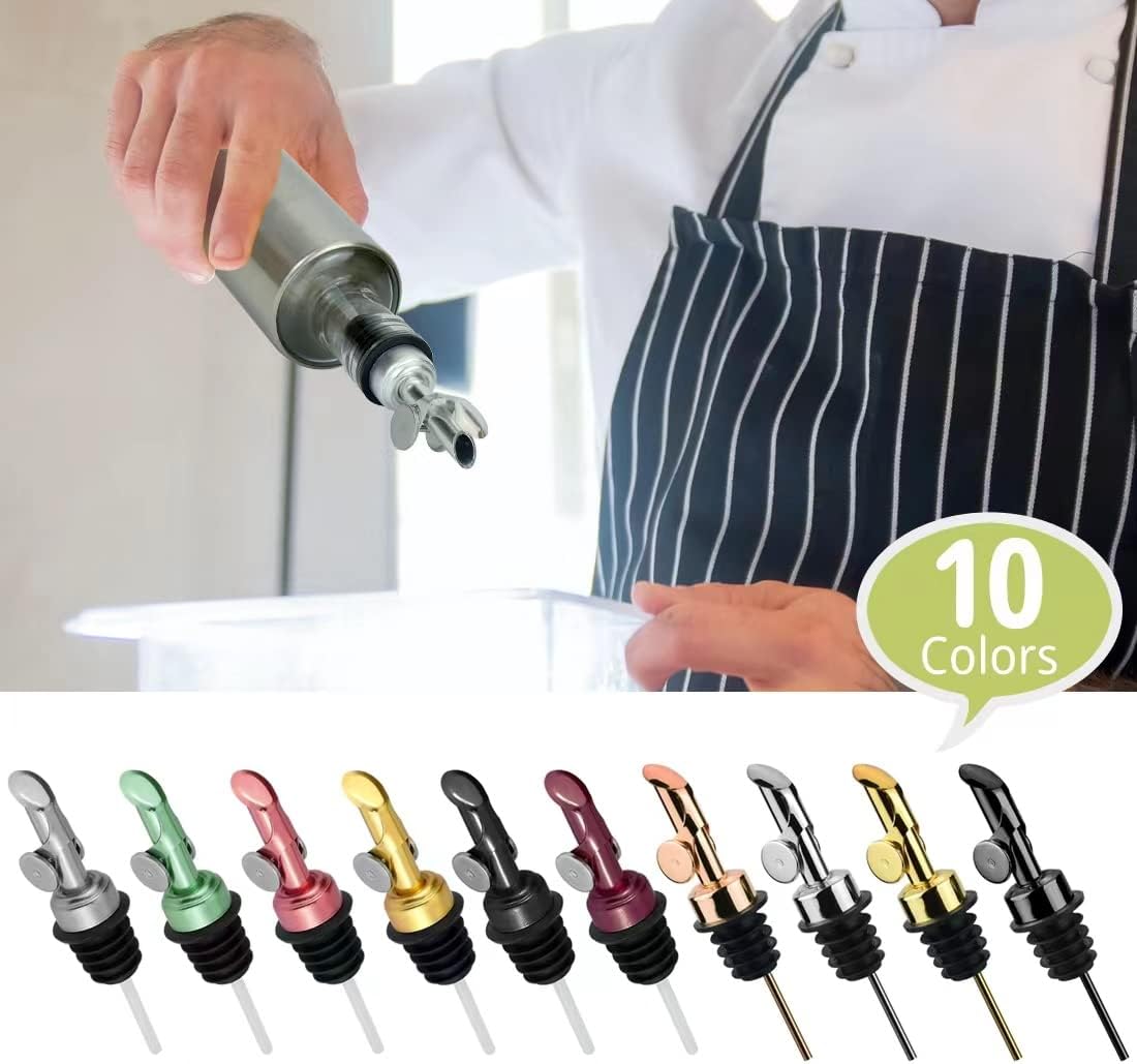 MEETSWEET Olive oil dispenser spout, pour spouts，304stainless steel automatic opening and closing spout, leak-proof, for olive oil, vinegar, wine and other liquid bottles (304) 4pcs…