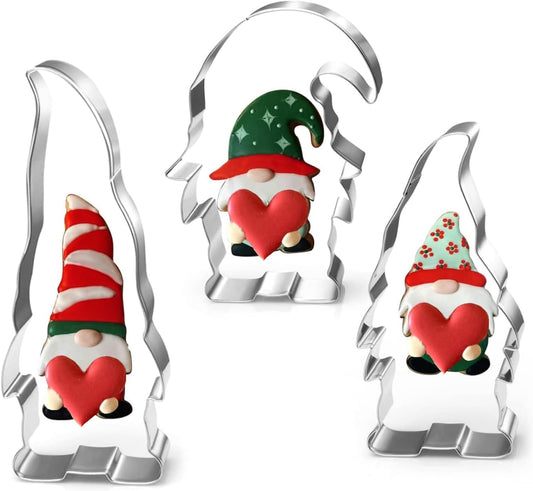 Gnome Cookie Cutter Set-5.3" 4.5" 4.3"-3-Pieces-Holiday Cookie Cutters Fondant Biscui Cutters