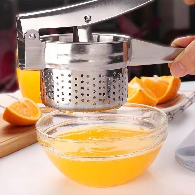 Stainless Steel Potato Ricer Masher,Multi Functional Potato Ricer Press for Pressing Potatoes, Fruits, Vegetables,Manual Masher Kitchen Tool,with 3 Removable and Interchangeable Discs (Bye Hole)