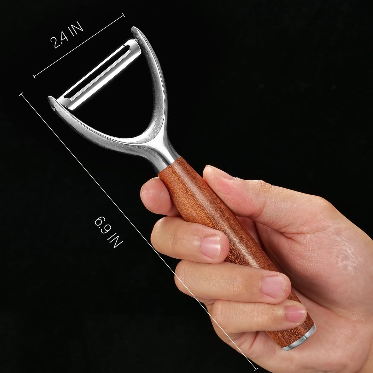 Premium Y Type 304 Stainless Steel Multifunctional Kitchen Peeler Real Wood Handle Ultra Sharp Blade Vegetable Potato Apple(Aosuan)