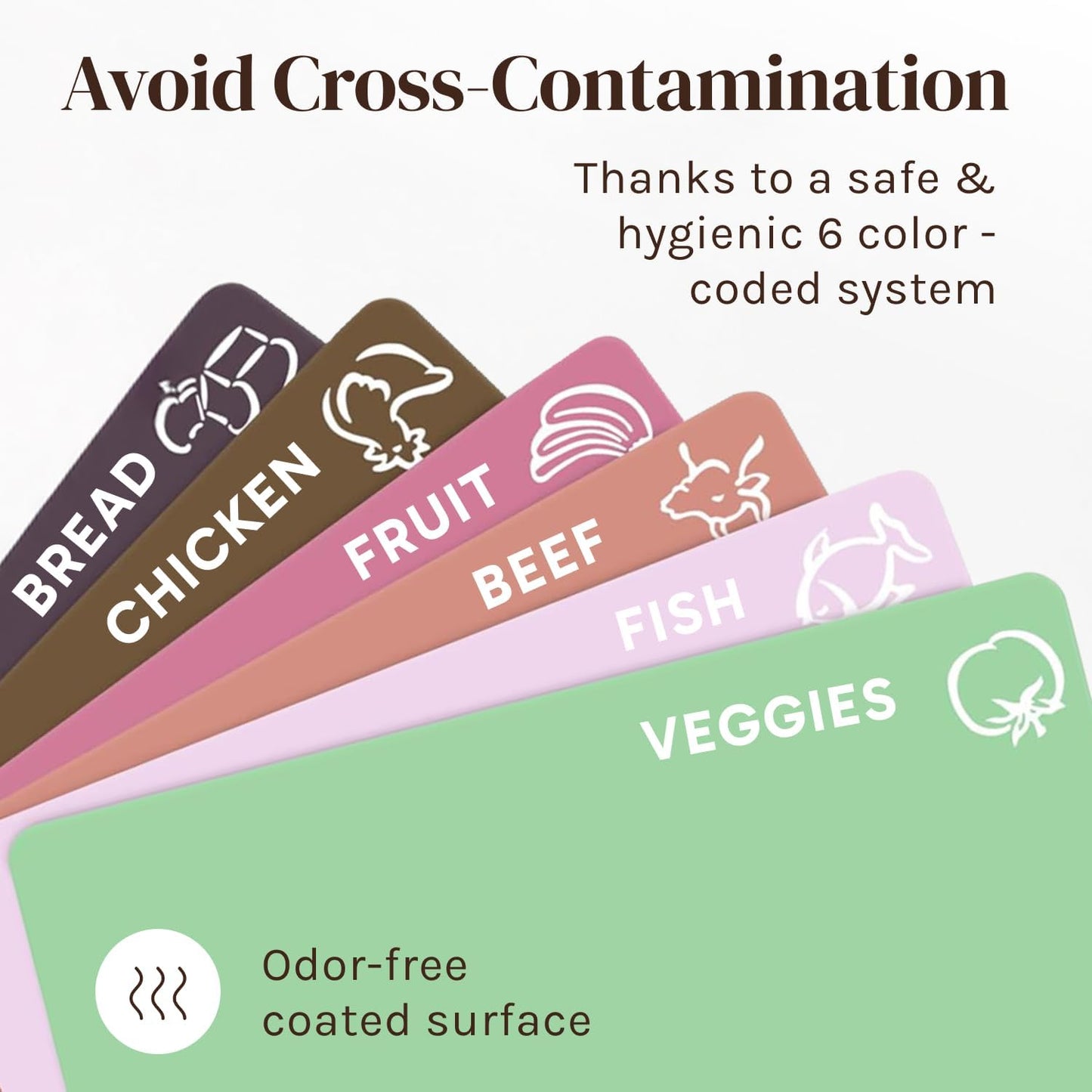 Extra Thick Pastel Flexible Plastic Cutting Board Mats with Food Icons & EZ-Grip Waffle Back, (Set of 6) Dishwasher Safe. Cutting Boards For Kitchen, Cutting Mat, Plastic Cutting Boards