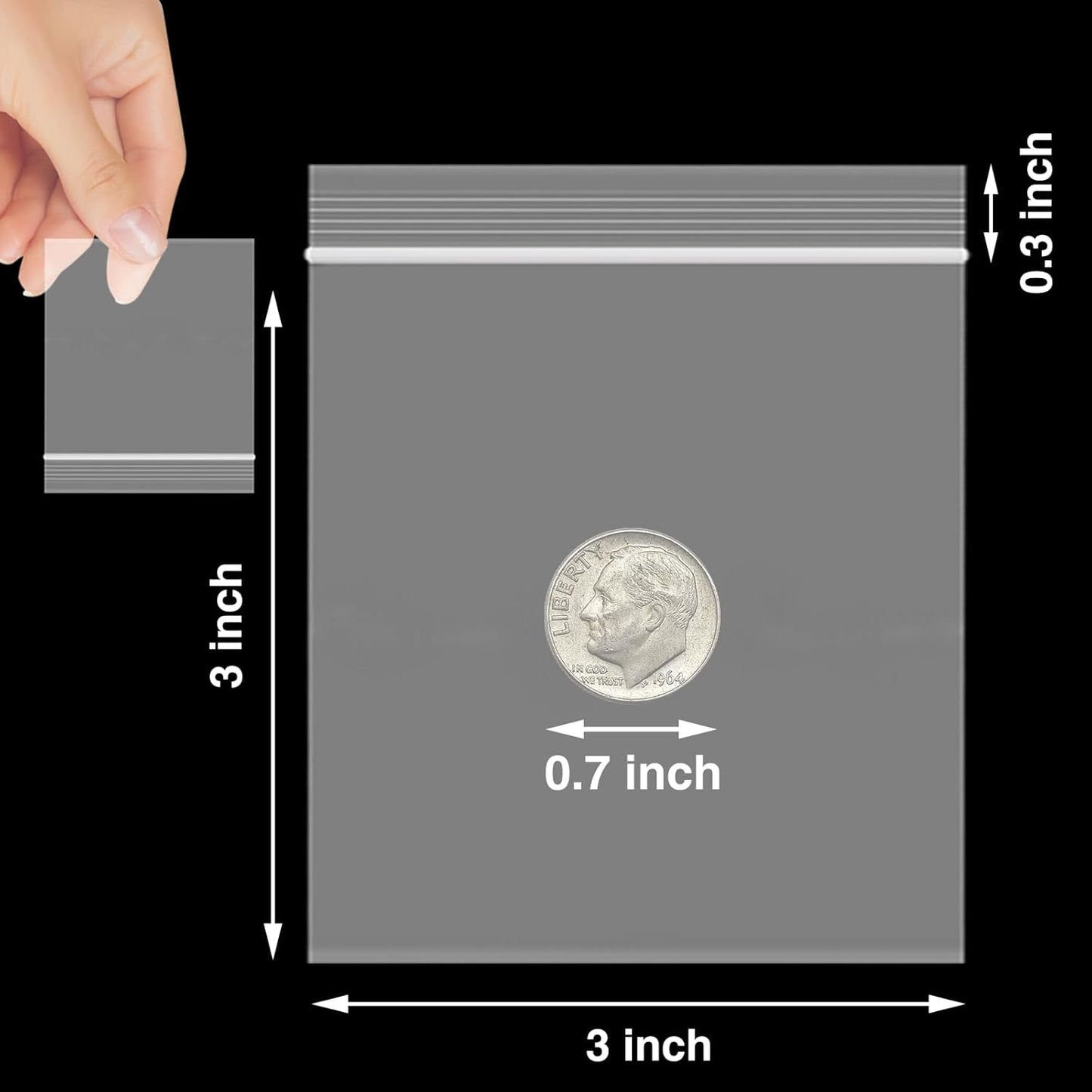 240Pcs 3x3 Zip Lock Bags, Clear Small Plastic Baggie for Pills, Rings, Snacks, Reclosable Seal