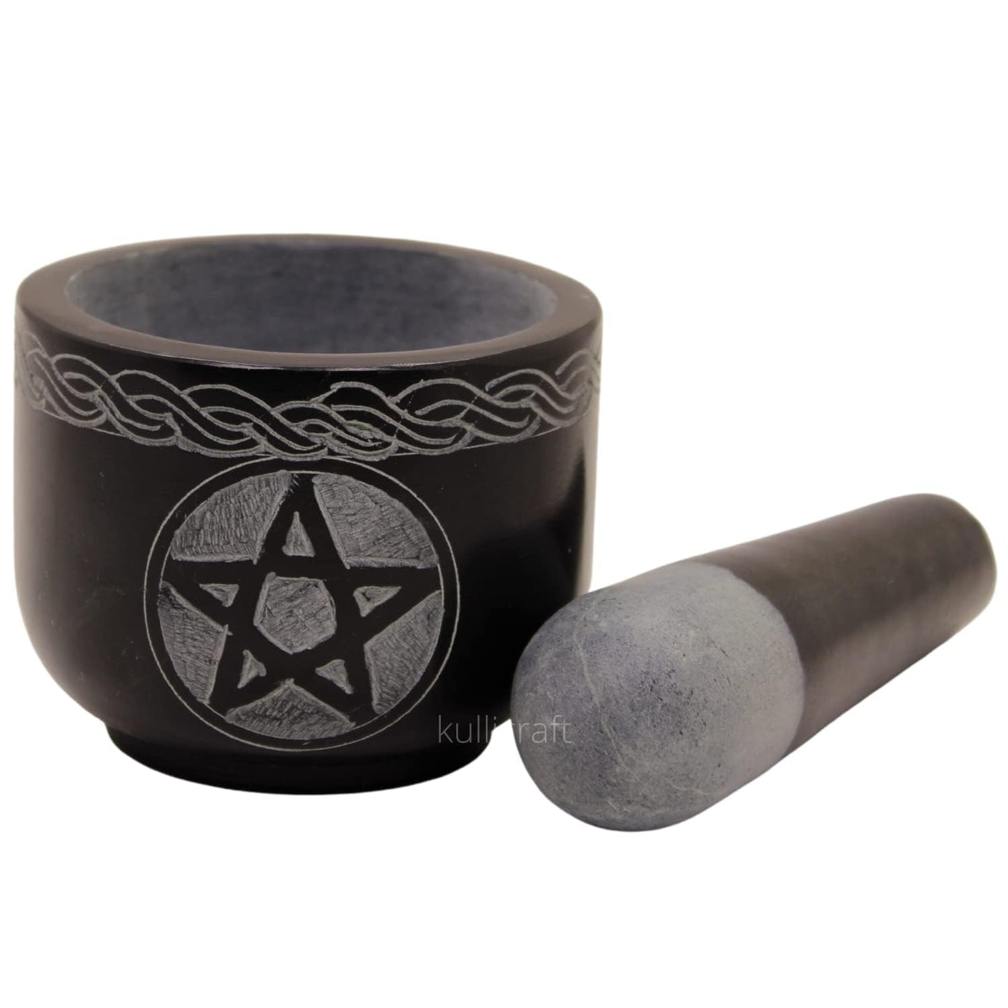 Mortar and Pestle Set Unique - Black Pestle and Mortar Bowl Solid Stone Grinder for Herbs Spice Guacamole Garlic Ginger Root