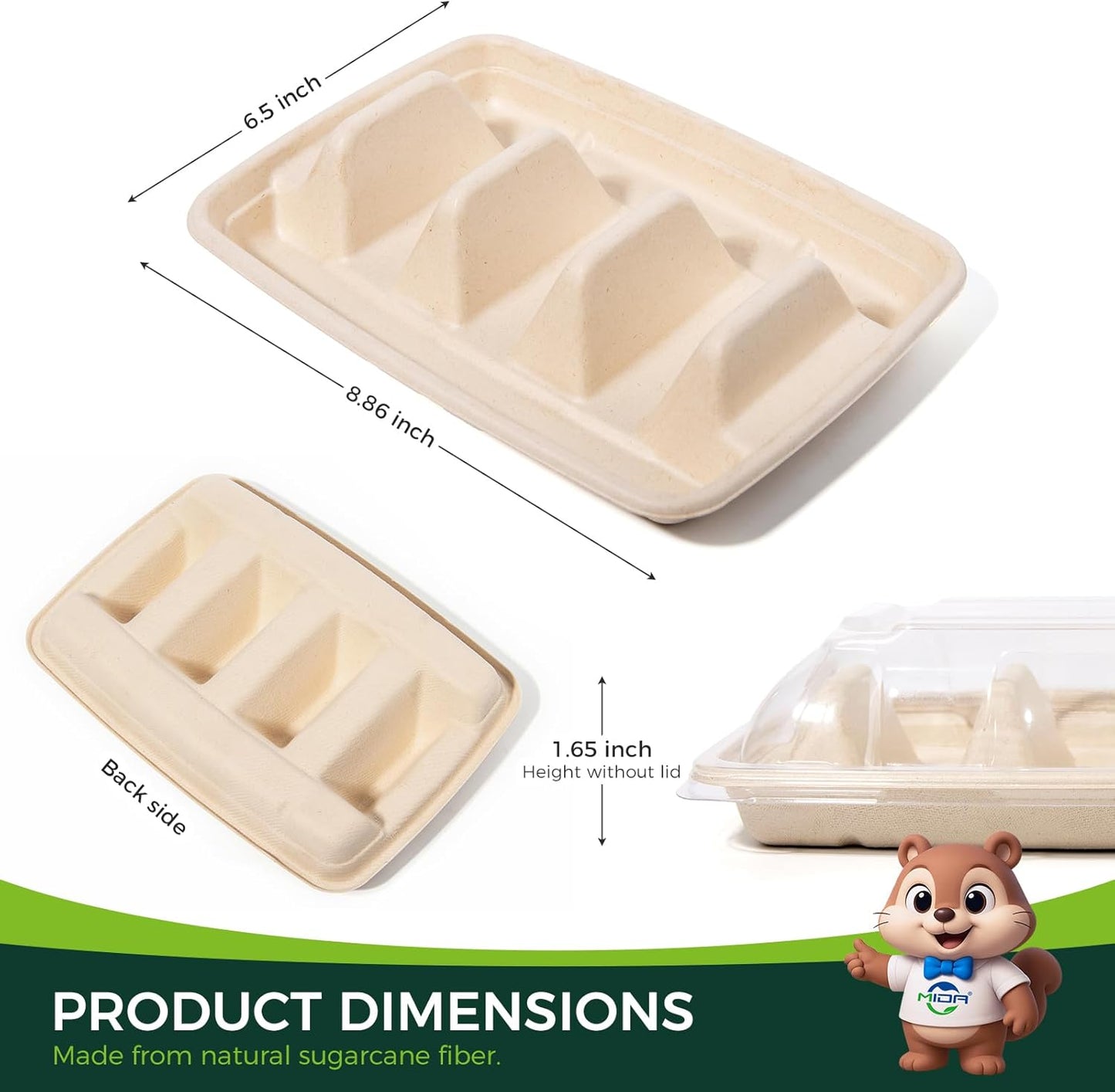 50-Pack 100% Compostable Biodegradable Paper Taco Holders, Eco-Friendly Disposable Paper Taco Tray for Taco Tuesday, Lazy Susan Taco Bar (50-Pack)