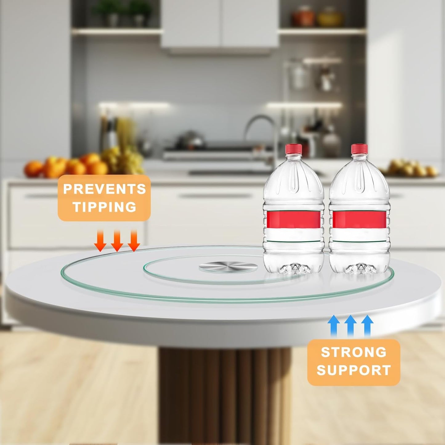 23'' Glass Lazy Susan Turntable Dining Table, 360 ° Round Dinner Plate Rotating Tray Transparent Dinner Plate, Silent and Smooth Rotation of The Dinner Plate (23inch/60cm)