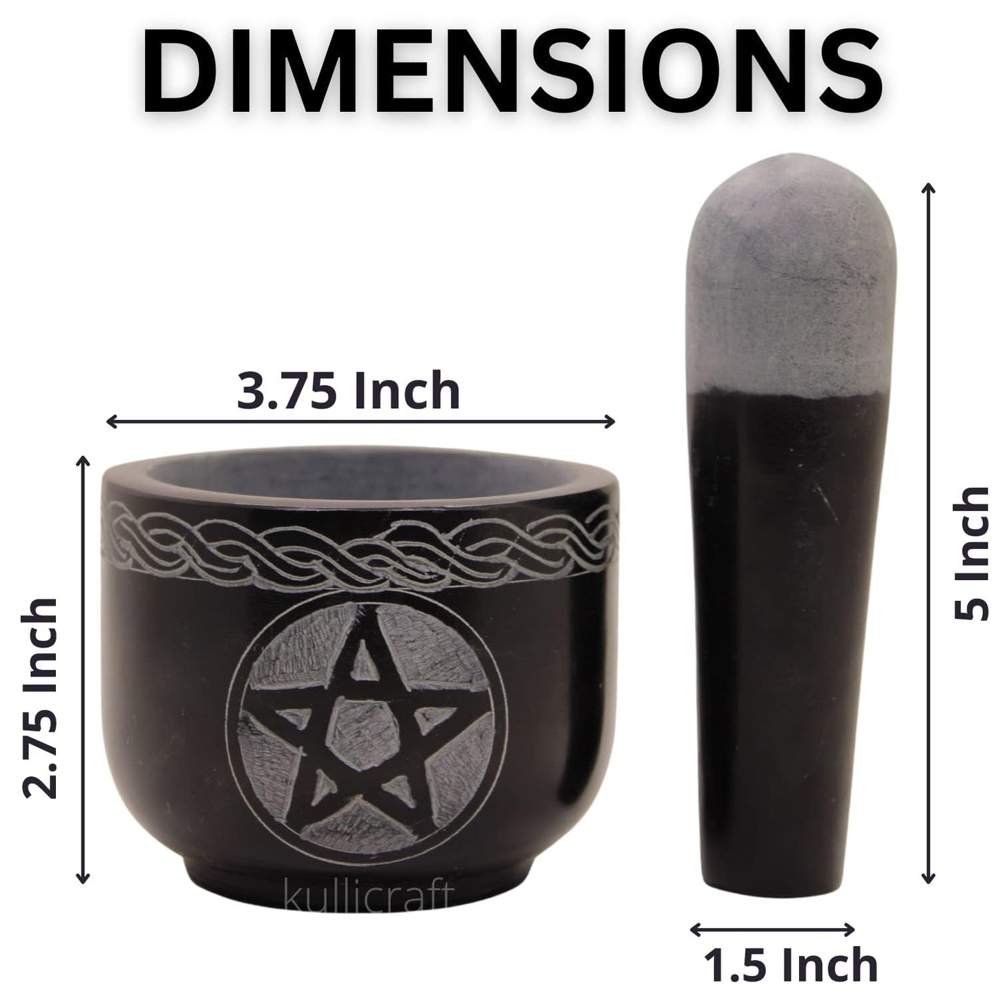 Mortar and Pestle Set Unique - Black Pestle and Mortar Bowl Solid Stone Grinder for Herbs Spice Guacamole Garlic Ginger Root