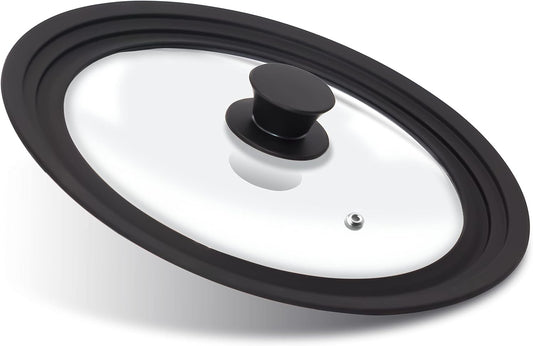 Anaeat Silicone Universal Lid for Pots, Pans and Skillets - Tempered Glass Covered with Heat Resistant Silicone Rim Fits 8", 8.5" and 9.5" Diameter Cookware -Easy to Use Replacement Frying Pan Cover