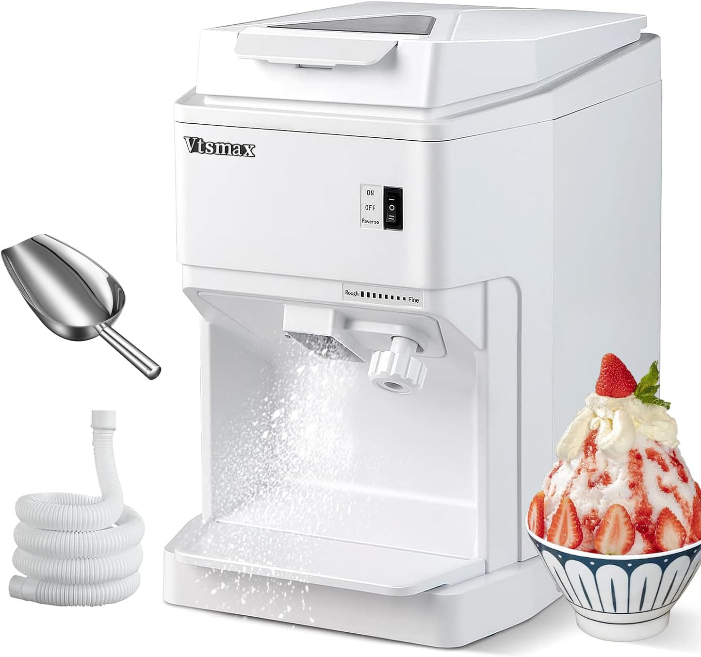 Electric Snow Cone Machine, 250W Shaved Ice Machine, Thickness Adjustable Ice Shaving Machine 265LBs/hr Rotate Speed & Strong Power for Home and Parties Events Snack Bar(2.6Qt)