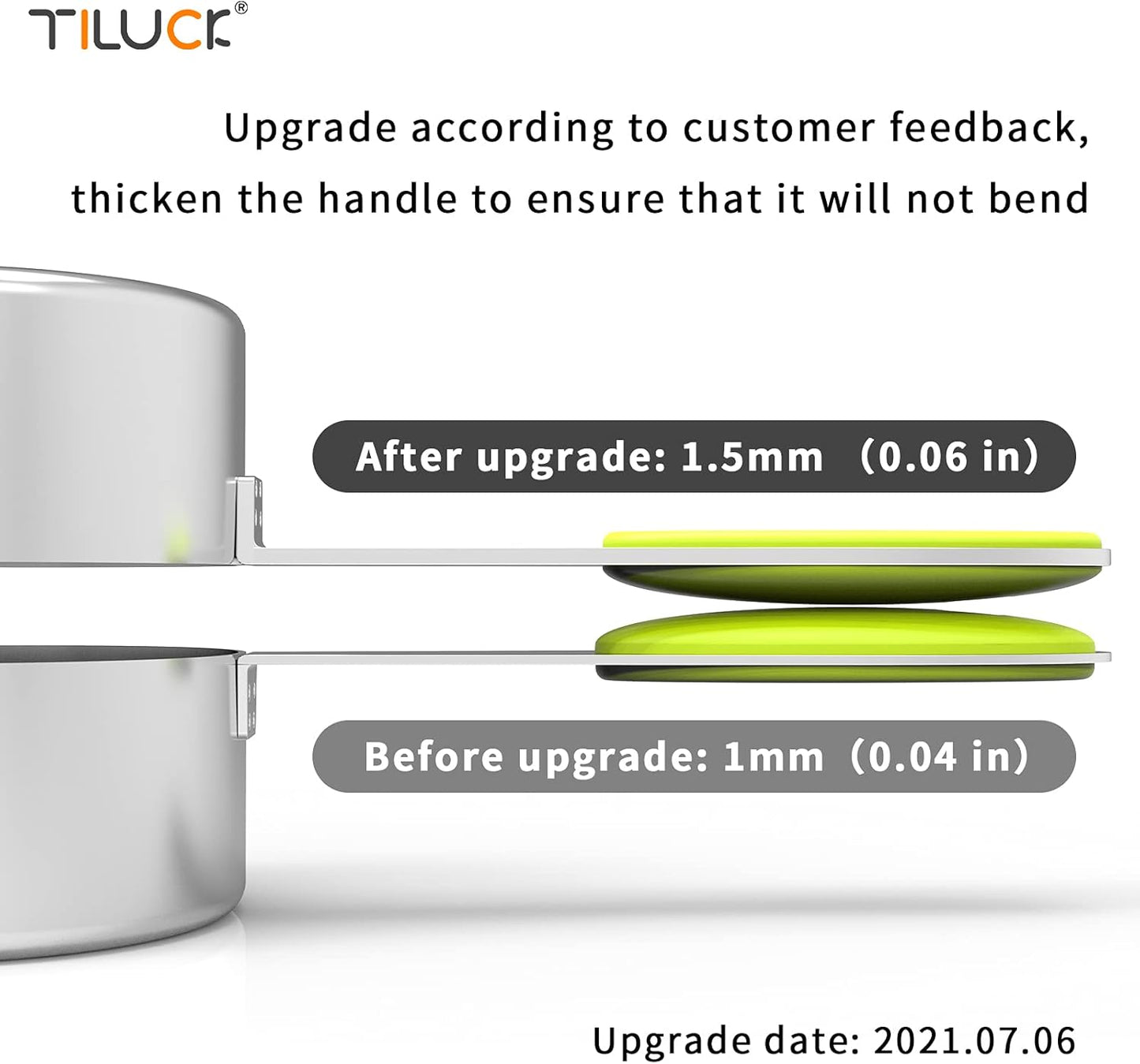 TILUCK measuring cups and magnetic measuring spoons set, stainless steel measuring cups, 6 double-sided stainless steel measuring spoons & 1 leveler (5+7)
