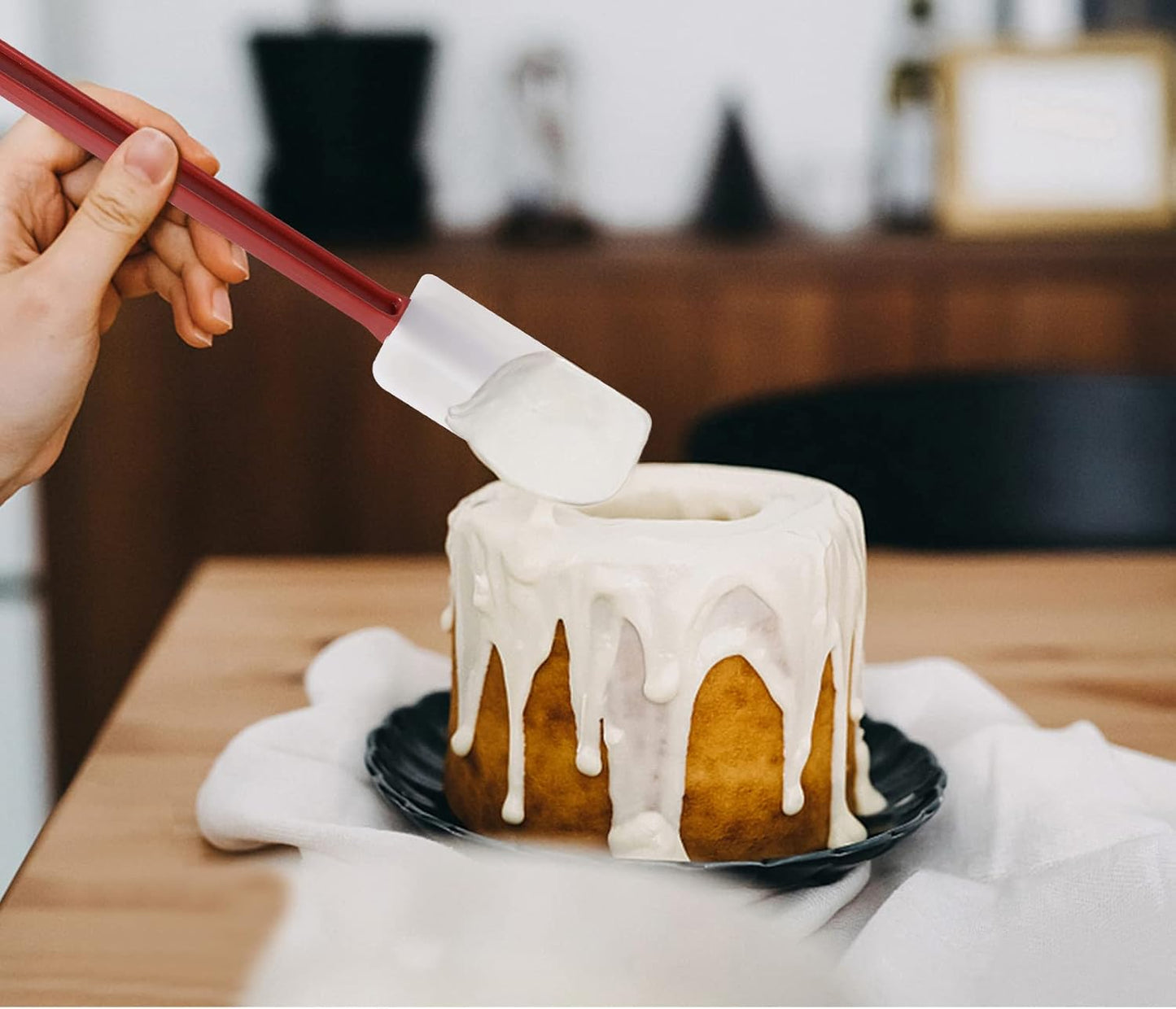 Silicone Rubber Spatula Set of 3, High Heat Set, Commercial Rubber Spatula (1 Spoonula + 2 Scrapers (9.5 Inches))