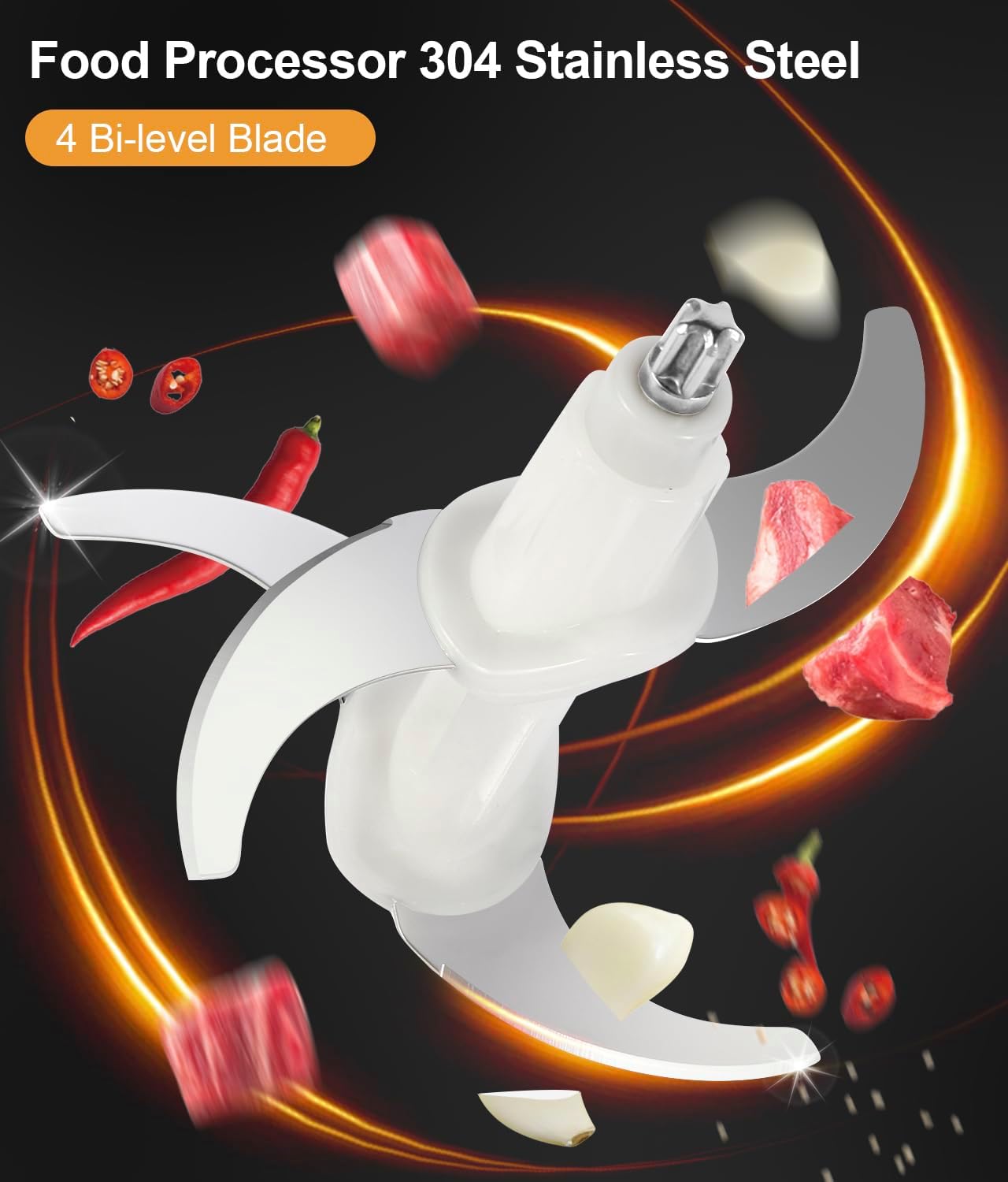 Meat Grinder, 500W Powerful Food Processors, 8Cup Stainless Steel Bowl, 3 Speed Modes 4 Bi-Level Blades for Onion, Meat, Nuts, Fruit, Garlic, Vegetable, Baby Food