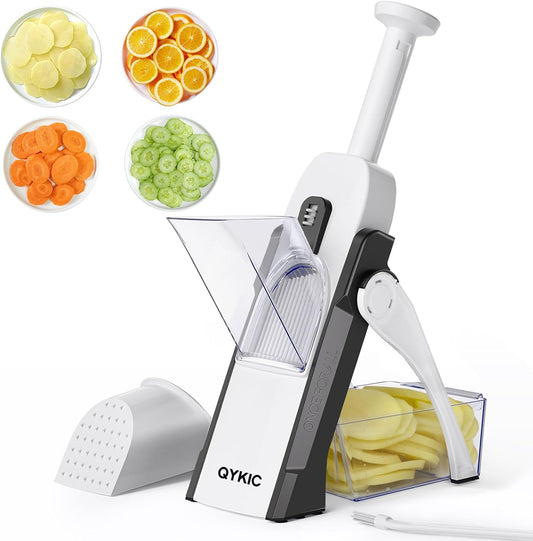 Safe Mandoline Slicer, Potato Clips Slicer,Thickness Adjustable 1-8mm Vegetables Fruits Food Cutter for Cucumber Carrot Lemon (Only Slicer Gray)