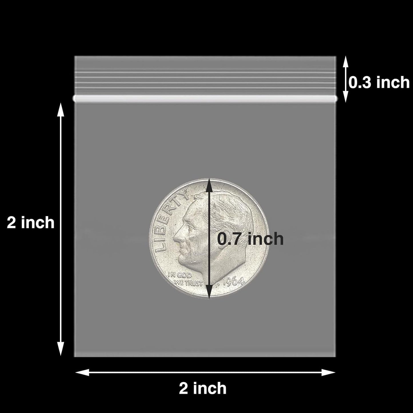 200pcs 2" x 2" Clear Zip Bags, 2 Mil Thick, Small Bags, Reclosable Zip Plastic Baggies for Necklace, Ring, Coin, Beads, Jewelry, Pill