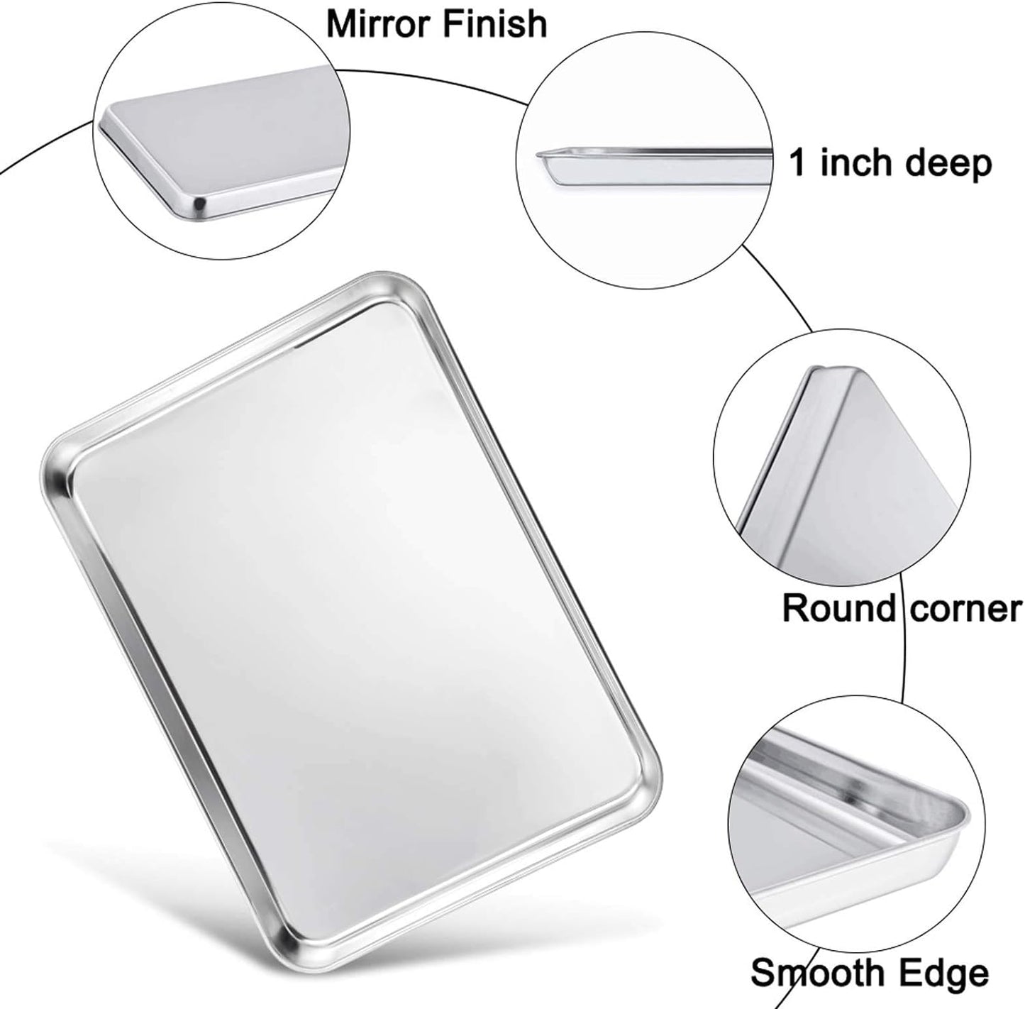 TeamFar Baking Sheet with Cooling Rack, Stainless Steel Half Size Cookie Sheet Pan and Baking Rack Set, 20’’×14’’×1’’, Non Toxic & Rust Free, Thick & Heavy Duty, Mirror Finish & Dishwasher Safe