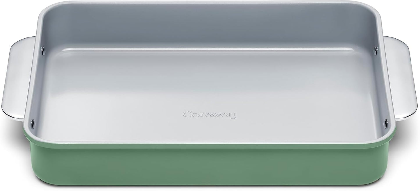 Caraway Non-Stick Ceramic 9”x13” Rectangle Pan - Naturally Slick Ceramic Coating - Non-Toxic, PTFE & PFOA Free - Perfect for Brownies, Lasagnas, and More - Sage