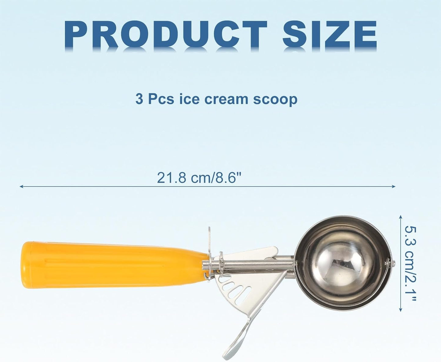 uxcell 3 Pcs Cookie Scoops, Ice Cream Scoop with Trigger for Baking Cookie Dough Rice Pudding Kitchen Gadget, Yellow