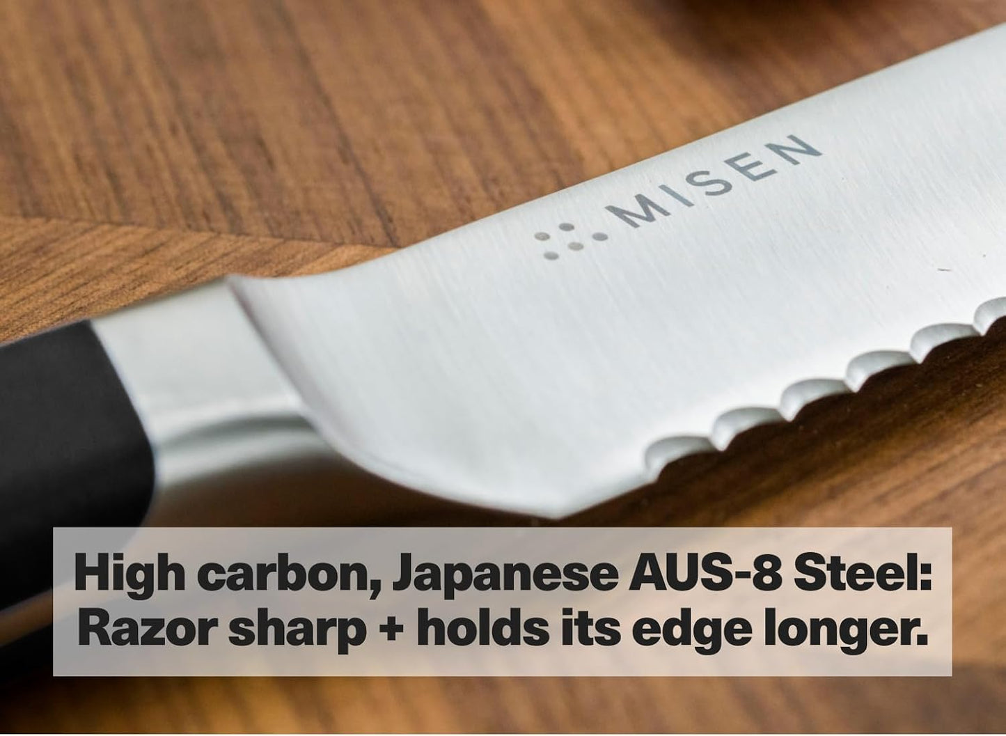 Misen Serrated Bread Knife – High-Carbon Japanese AUS8 Steel – Effortless Slicing of Bread, Pastries, and Fruits – Razor-Sharp Edge and Durable Blade with Ergonomic Handle - 5", Gray