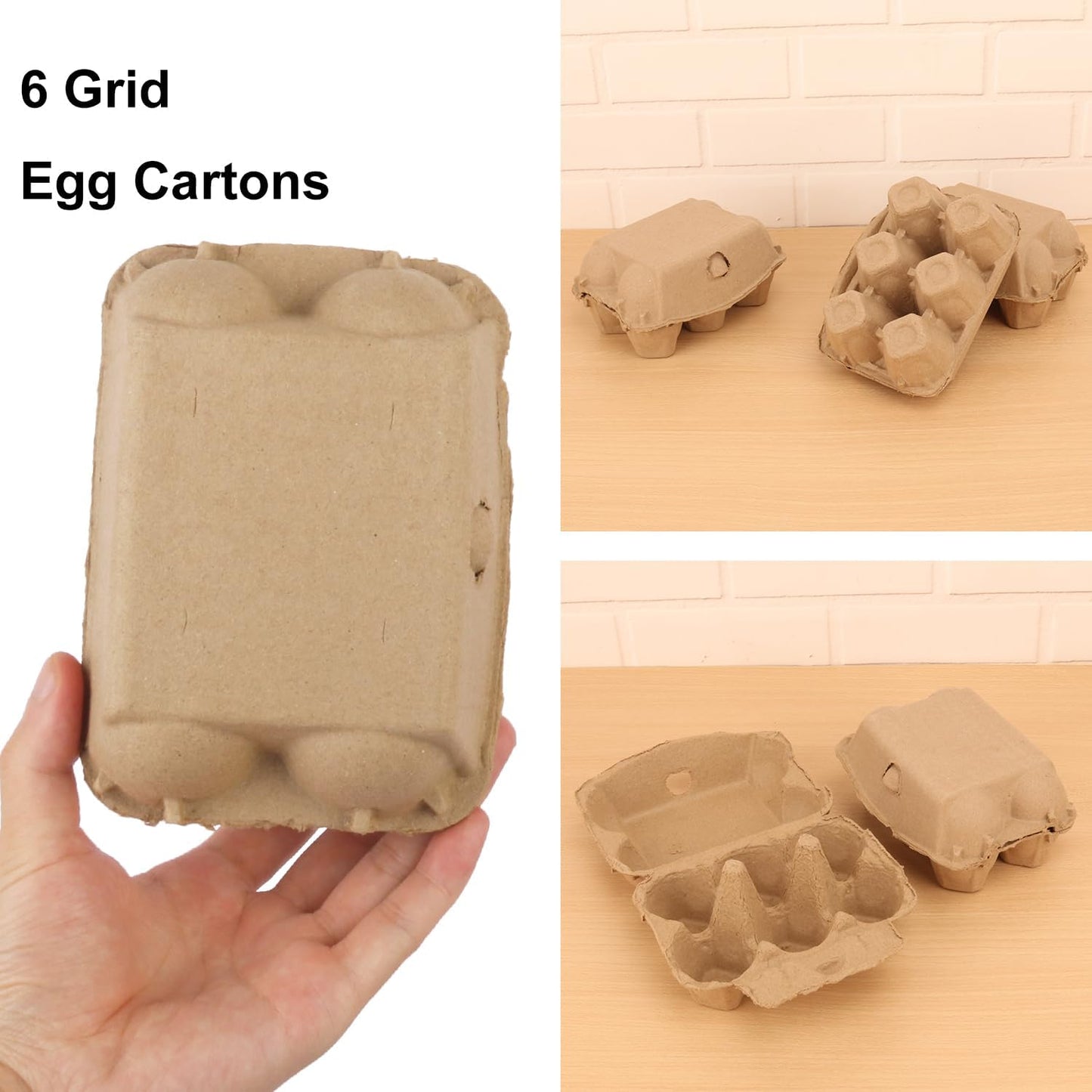 50 Pack Egg Baskets, Half Dozen Egg Cartons, Paper Egg Cartons, Egg Holder Hold 6 Eggs each for Safe Storage, Transport & Display - Ideal for Farm Fresh Eggs, Crafts, (Standard Size)