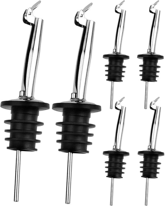 6 Pack Oil Pourers With Flip Top, Olive Oil Dispenser, Liquor Bottle Pourer Spouts, Speed Pour for 3/4" Bottle Mouth