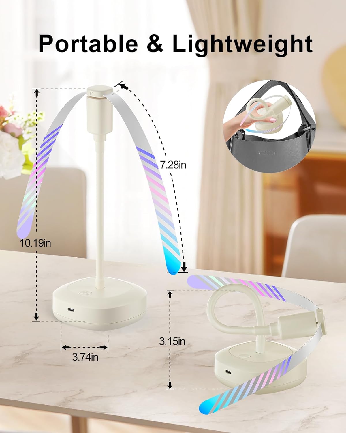 4 Pack Food Table Fan, 2000mAh USB Powered Rechargeable Food Fan, Portable Fan with Flexible Goose-Neck and Soft Blades for BBQ, Patio, Party (Beige)