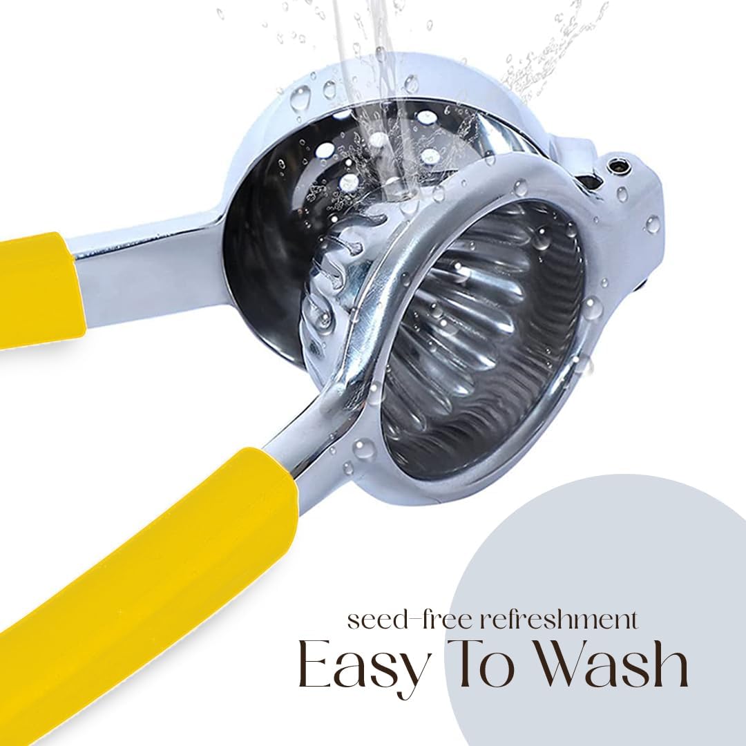 Bellemain Citrus Juicer | Metal Lemon Squeezer | Lime and Lemon Juicer Stainless Steel with Silicone Handles | Manual Juicer, Citrus Squeezer, Hand Held Juicer | Bar Juicer for Bartender (Yellow)