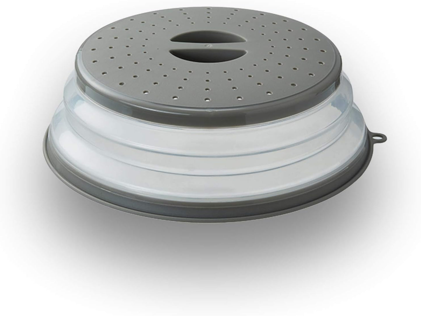 WENWELL Vented Collapsible Microwave Splatter Cover for Food,Kitchen dish bowl Plate lid Can be Hung,Dishwasher-Safe,Fruit Drainer Basket,BPA-Free Silicone & Plastic,gray