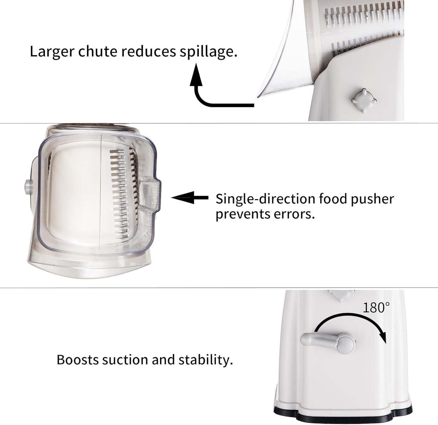 Rotary Cheese Grater Shredder - Upgraded 5 in 1 Cheese Grater with Handle and Strong Suction Base, Multi-purpose Julienne Slicer Ice Shaver Nuts Grinder for Ice, Vegetables, Fruit, Nuts