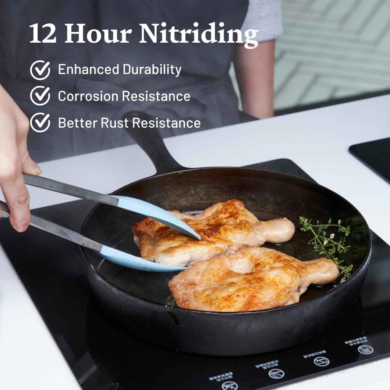 Flambo Skillet #10 - Naturally Non-Stick 10 Inch Pre-Seasoned Cast Iron Frying Pan - Smooth Nonstick Finish for Grilling, Frying, Sauteing, Searing, Baking - Use on Oven, Stove, Grill, or Campfire