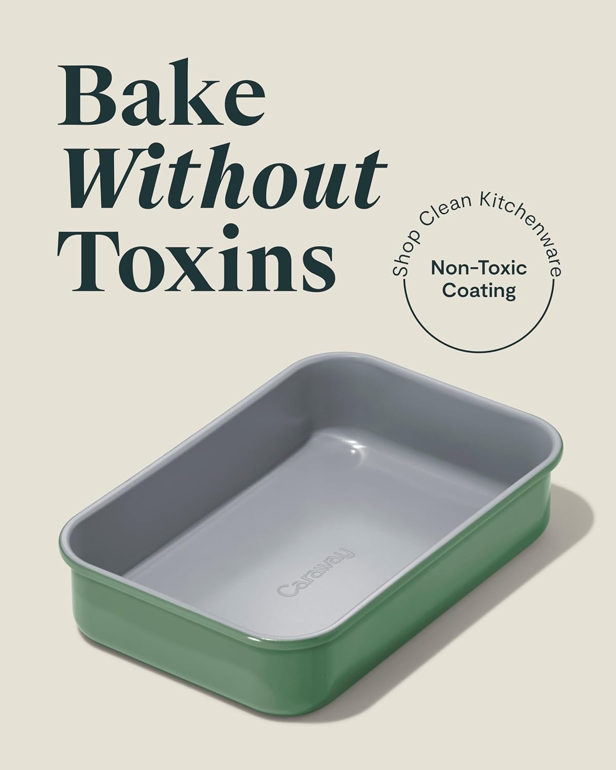 Caraway Nonstick 9” x 6.5” Small Rectangle Baking Pan – Non-Toxic, PTFE & PFOA Free – Aluminized Steel Core – Deep Ceramic Baking Pan for Casseroles, Lasagna & More - Sage
