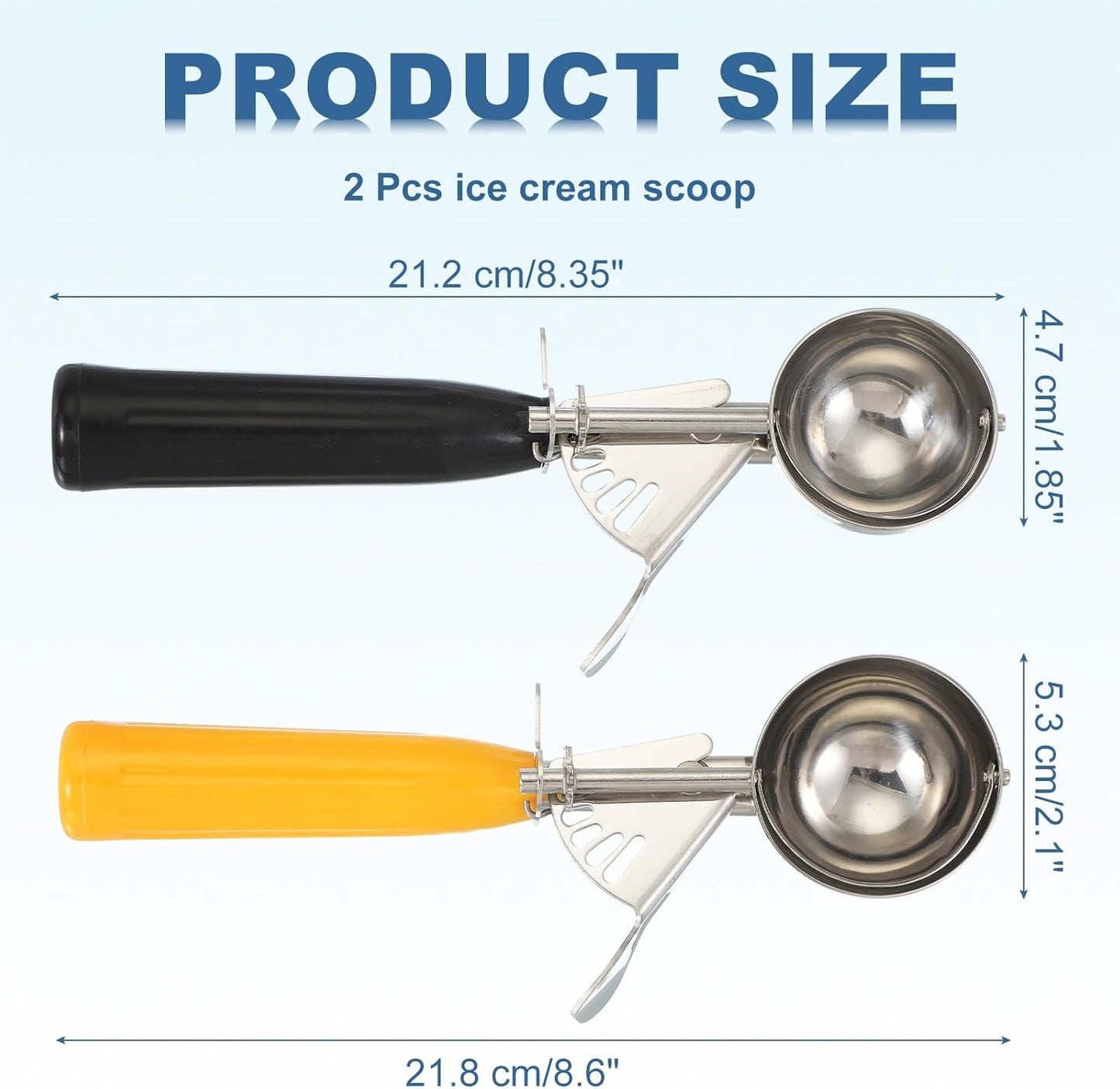 uxcell 2 Pcs Cookie Scoops, Ice Cream Scoop with Trigger for Baking Cookie Dough Rice Pudding Kitchen Gadget, Black, Yellow