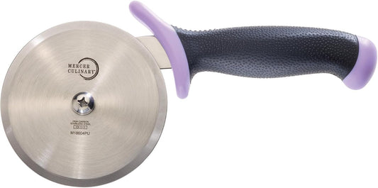 Mercer Culinary Millennia Pizza Cutter with Purple Handle, 4 Inch Wheel, Stainless Steel